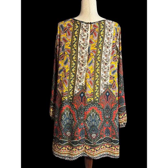 Bohemian Style Long Sleeve Tunic Dress with Paisley Print - Picture 2 of 2